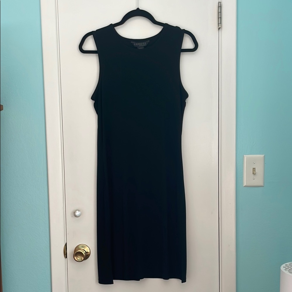 Express Black Sheath Midi Dress Crew Neck Sleeveless